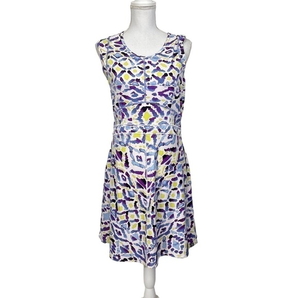 Title Nine Dress Medium Geometric Abstract Print Sleeveless Dress Zip Pocket - Picture 1 of 8